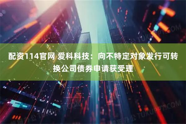配资114官网 爱科科技：向不特定对象发行可转换公司债券申请获受理