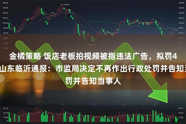 金橘策略 饭店老板拍视频被指违法广告，拟罚45万，山东临沂通报：市监局决定不再作出行政处罚并告知当事人