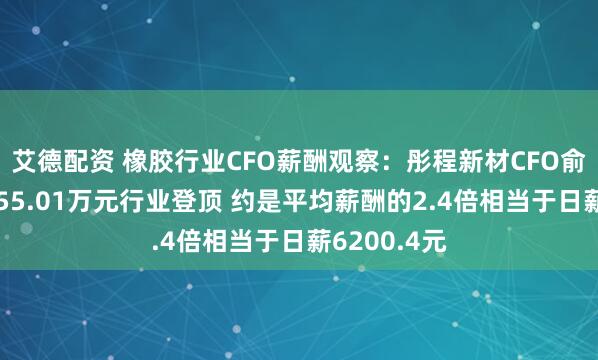 艾德配资 橡胶行业CFO薪酬观察：彤程新材CFO俞尧明年薪155.01万元行业登顶 约是平均薪酬的2.4倍相当于日薪6200.4元